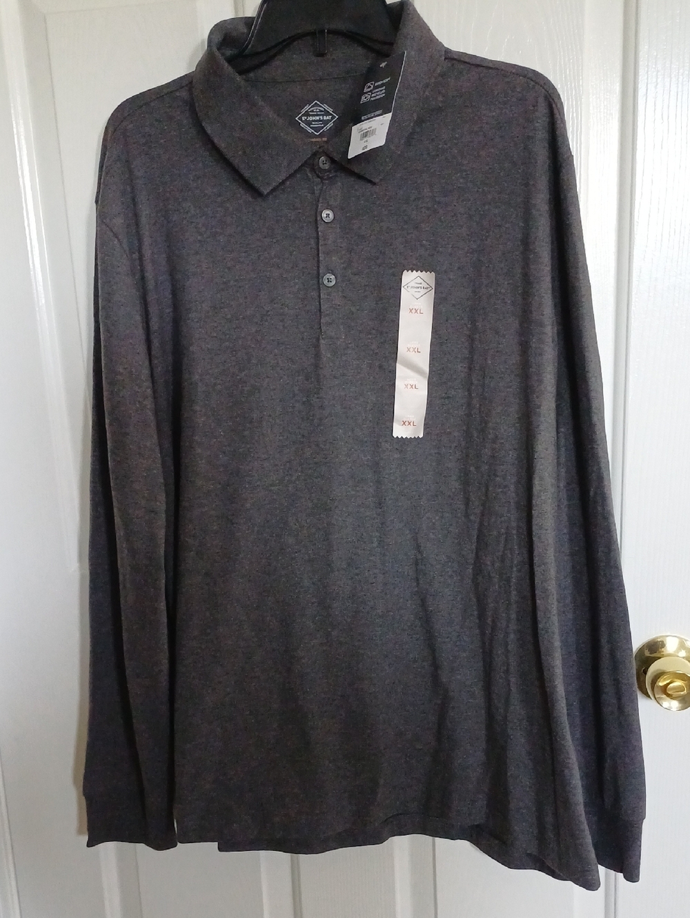 St. John's Bay Men's Long-Sleeve Polo - Charcoal Gray